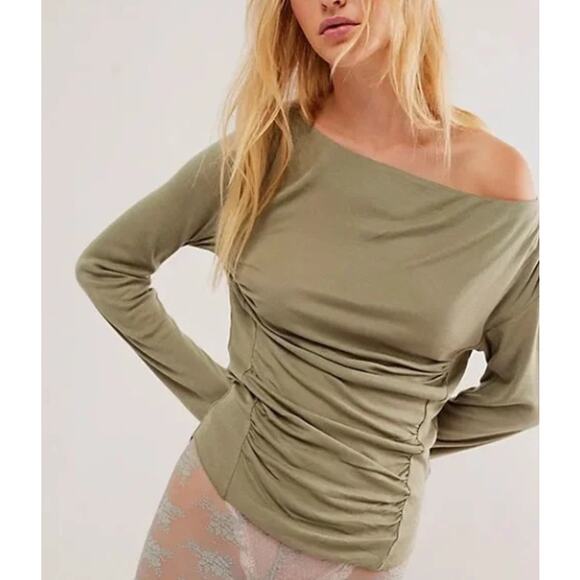 Free People Intimately Night We Met Long Sleeve in Army Green Small NEW - Picture 1 of 6